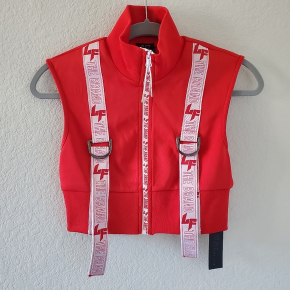 LF Tops - LF crop logo zip up mock neck vest NWT
